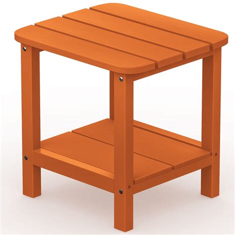 SERWALL Adirondack Table Outdoor Side Table- Orange Full Orange ...