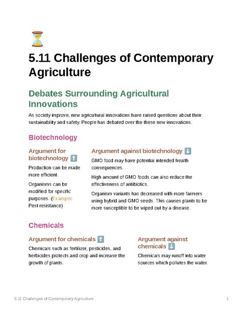 Challenges of contemporary agriculture - People has debated over the ...