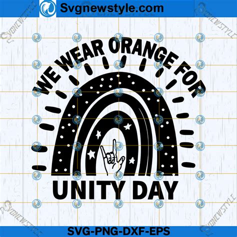 We Wear Orange For Unity Day Rainbow SVG, PNG, DXF, EPS, Silhouette Cut ...