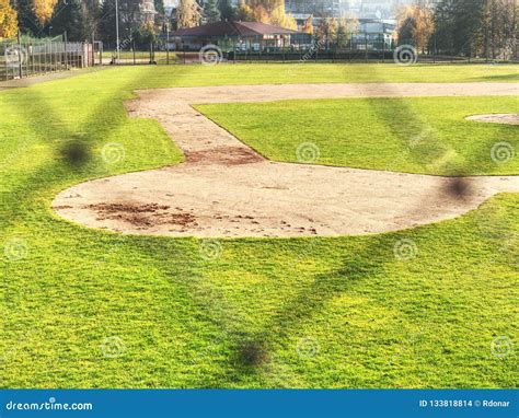 Baseball Stadium. Green Grass on Baseball Field Stock Photo - Image of ...