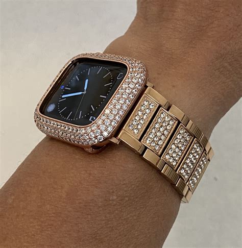 Rose Gold Apple Watch Band Women and or Lab Diamond Cover | Etsy in ...