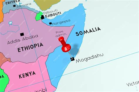 ソマリア モガディシュの首都が政治地図に固定 | プレミアム写真