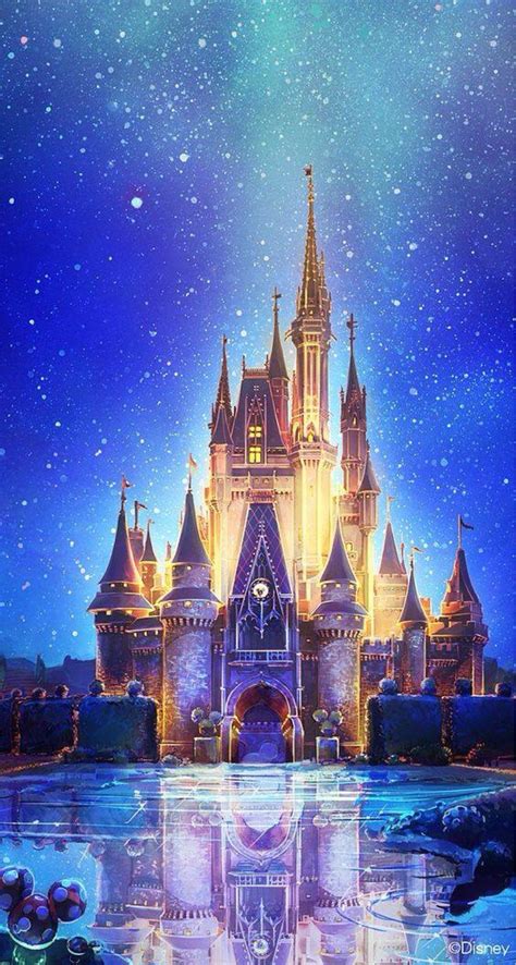 Fondo de pantalla de celular que tiene el castillo de Disney iluminado ...