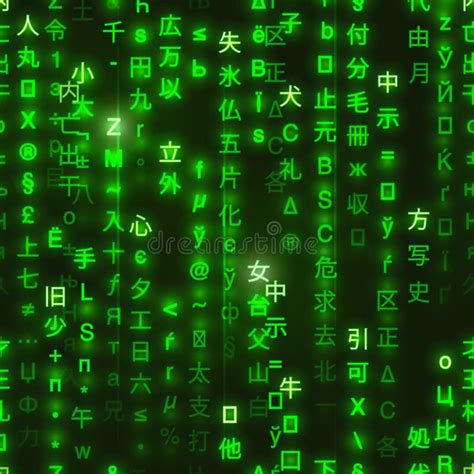 Green Symbols Of Matrix Binary Code On Dark, Digital Seamless Pattern ...