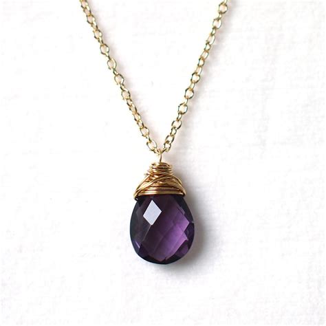 Purple Amethyst Pendant // 14K Gold-filled Necklace // Wire-wrapped