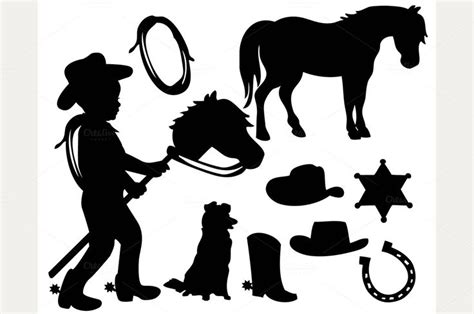 Cowboy Silhouettes Clipart + SVG | Kids silhouette, Little cowboy, Clip art