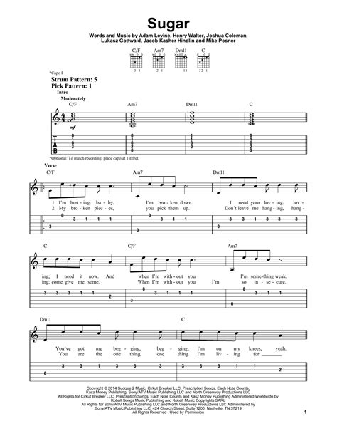 Sugar by Maroon 5 - Easy Guitar Tab - Guitar Instructor