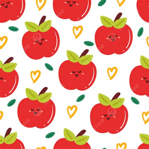 Seamless Pattern Cartoon Apple Character, Seamless Pattern, Apple ...