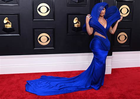 Cardi B At Grammys 2023: Blue Cutout Dress – Hollywood Life