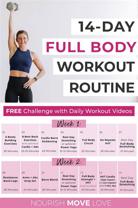 Free 14-Day Workout Plan (PDF) | Nourish Move Love | Workout plan for ...