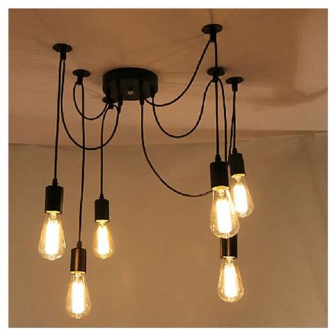 6 Lights Antique Edison Ajustable DIY Ceiling Spider Lamp Light E27 Retro Industrial Chandelier ...