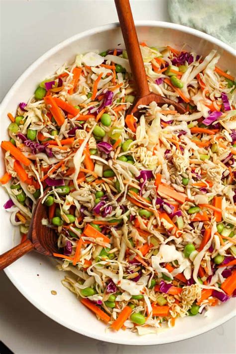 Crunchy Asian Cabbage Salad with Ramen Noodles - SueBee Homemaker