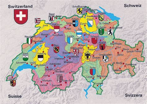 Big Large Size Switzerland Political, Road Map and Flag – Travel Around ...