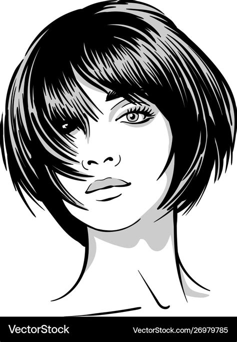 Beautiful girl portrait black and white style Vector Image