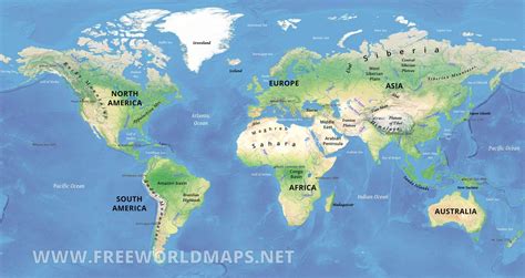 Physical World Maps, physical features of the world