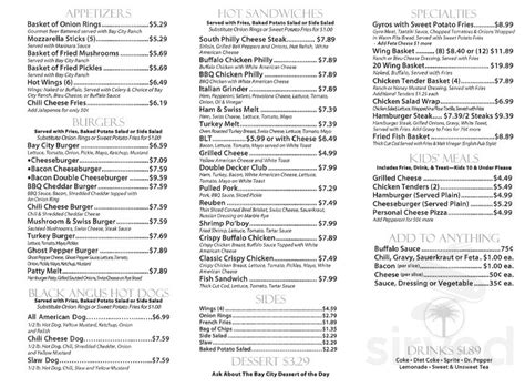 Bay City Grill menu in Satsuma, Alabama, USA