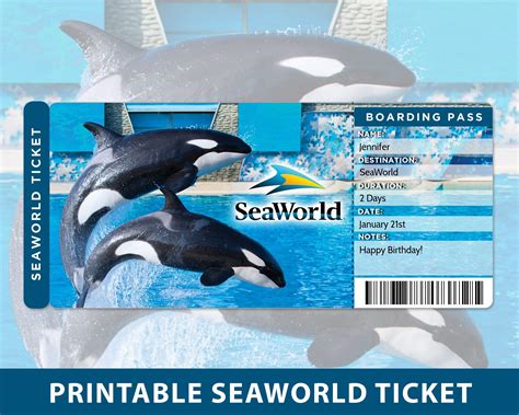 SeaWorld Surprise Trip Reveal Tickets, Printable Surprise Sea World Ticket Template, Editable ...