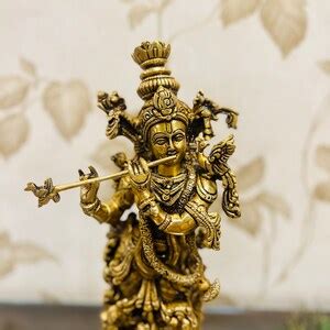 Brass Krishna Statue, Krishna Statue for Home Decor, Corner Table Decor ...