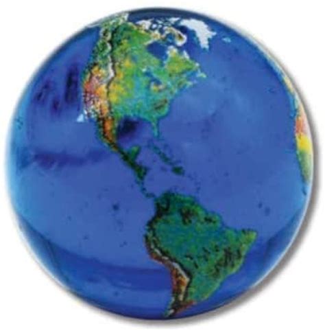 Blue Earth Marble With Natural Earth Continents, Recycled Glass, 5 With ...