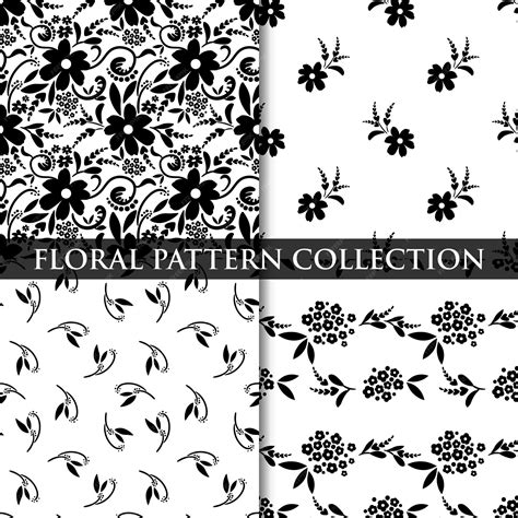 Premium Vector | Floral seamless pattern collection of black simple ...