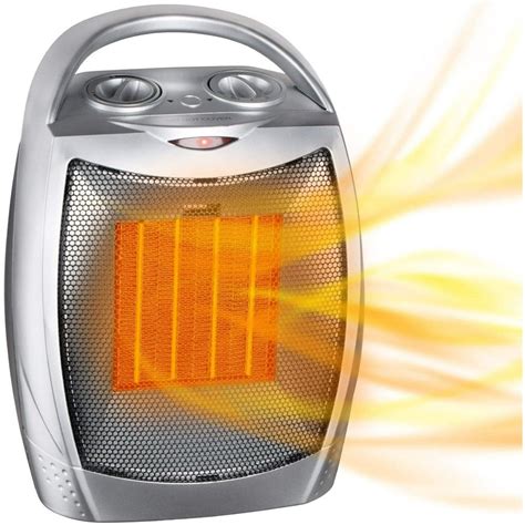 Portable Electric Space Heater with Thermostat, 1500W/750W Safe and Quiet Ceramic Heater Fan ...