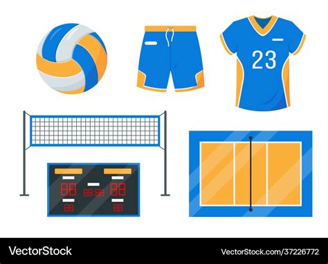 Volleyball set sport equipment and accessories Vector Image