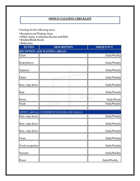 House Cleaning Free Business Checklist Templates | Clean office, Cleaning checklist template ...