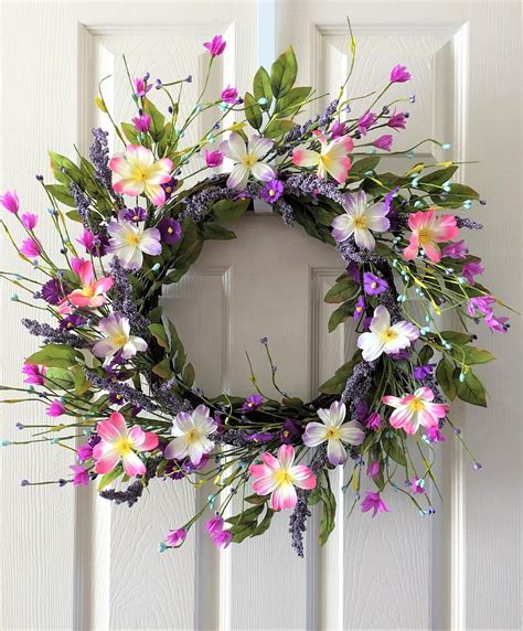 Spring Flower Wreath, Purple Wreath, Tulip Wreath, Hydrangea Wreath, Spring Flowers, Floral ...