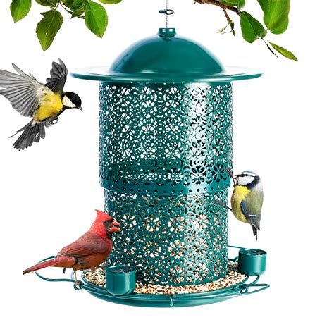 Buy Bird Feeders for Outdoors Hanging Squirrel Proof Metal Wild Bird Feeder, Bird Seed Feeders ...