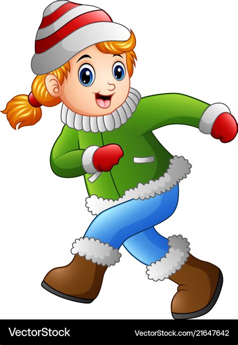 Cartoon girl wearing winter clothes Royalty Free Vector