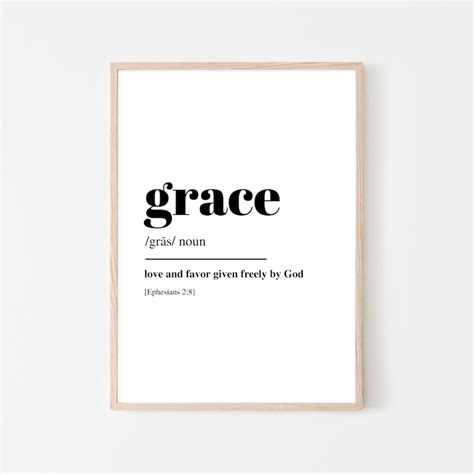 Grace Definition Print Bible Verse Scripture Christian Art - Etsy