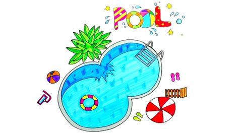 How to Draw Swimming Pool | Drawing and Coloring Channel | Pool drawing ...