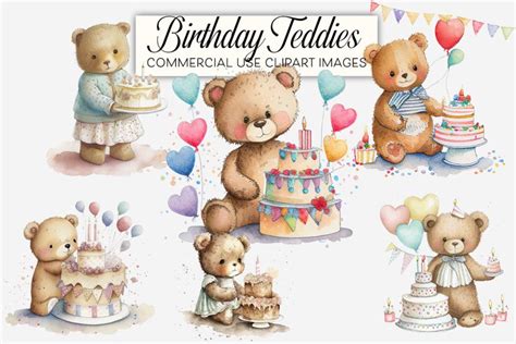 Birthday Teddy Bears, Celebration, Cake, Balloons, Childrens