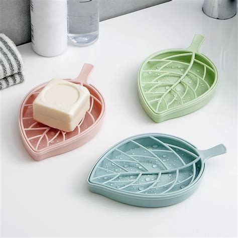 Aliexpress.com : Buy 1pc Plastic Portable Soap Dish Leaf Shaped Shower Tray Bathroom Double ...