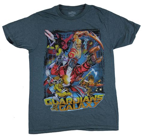 C-Life - Guardians of the Galaxy Mens T-Shirt - Colorful Comic Style Battling Image (Medium ...