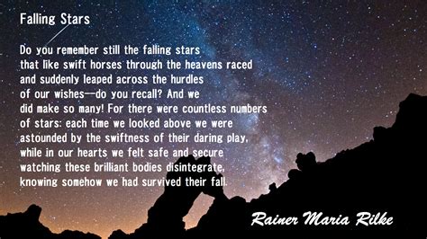 Falling Stars by Rainer Maria Rilke | Falling stars, Do you remember, Remember