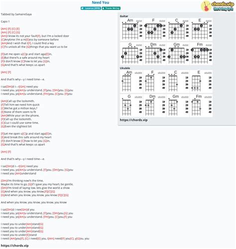Chord: Need You - Travie McCoy - tab, song lyric, sheet, guitar ...