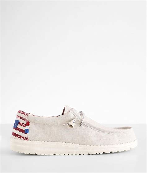 Hey Dude Wally Shoe - Men's Shoes in Off White Patriotic | Buckle