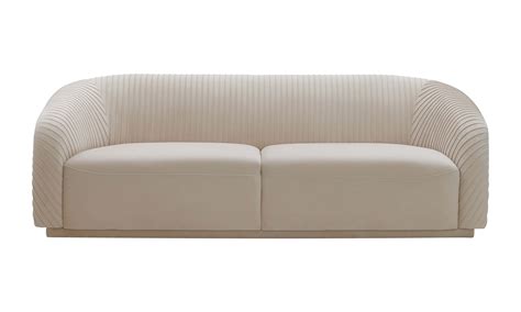 Yara Pleated Beige Velvet Sofa by TOV Furniture