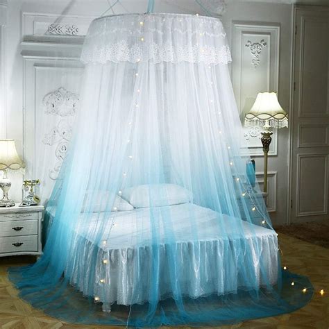 GLXQIJ Large Romantic Gradient Color Dome Mosquito Net Curtain Princess Bed Canopy Lace Round ...