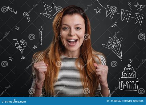 Cheerful Woman Feeling Happy while Celebrating Her Birthday Stock Image - Image of delight ...