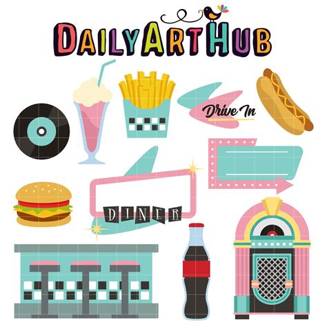 50’s Diner Clip Art Set – Daily Art Hub // Graphics, Alphabets & SVG