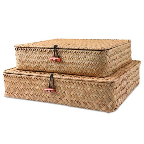 BlueMake Shelf Baskets with Lids Wicker Storage Baskets for Shelves ...