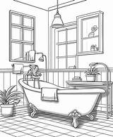 Premium AI Image  coloring pages For Adults bathroom sketch template