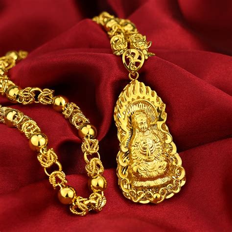 Aliexpress.com : Buy Blingbling Buddha Pendant Necklace Yellow Gold Filled Vintage Buddhism ...