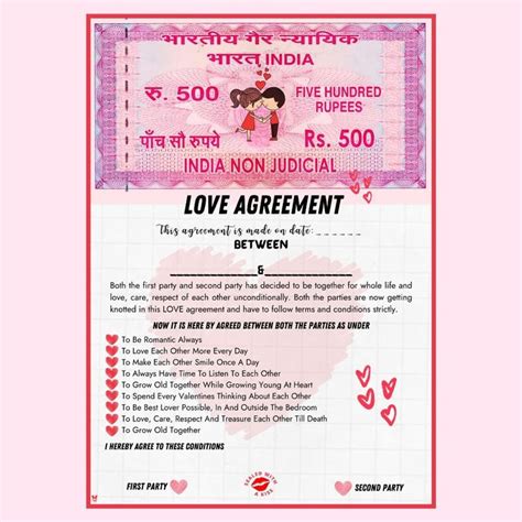 Lovelto Love Contract Agreement / Love Agreement Certificate with Pre Defined Terms & Con… in ...