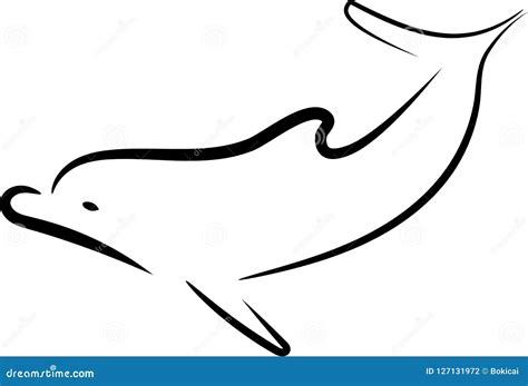 Dolphin Line Art Doodle, A Hand Drawn Vector Cartoon Illustration Of A ...