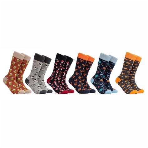 Funny Socks Men's Crazy Dress Socks Groomsmen Gift Box Socks Cool Gift Colorful Beer Cow Fox ...