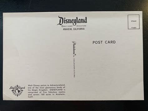 Vintage Disneyland Walt Disney Postcard Map of Park Jumbo - Etsy