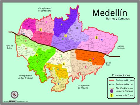 Mapa de Medellín con barrios, comunas y zonas - Openclipart